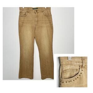 Vintage Lauren Ralph Lauren Brown Studded Boot Cut Denim Jeans Womens Size 12